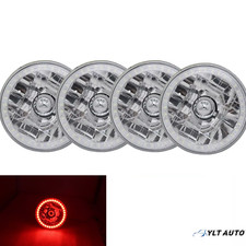 4pcs 5-34 5.75 Round Led Red Halo Angel Eyes Glass Lens Headlights Headlamp