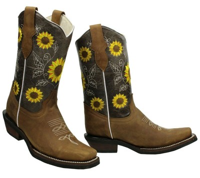 Sunflower Genuine Leather Western Cowgirl Boots Rodeo ...