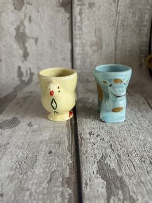 Vintage 60er Jahre Eierbecher Kamel & Huhn 2er Set Retro Küche Sammlerstücke