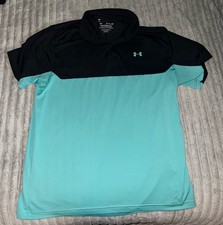 Under Armour HeatGear Performance Polo Shirt Men's Loose Fit XL Golf Teal/Blk 