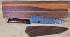 8.5" Japanese Kiritsuke Damascus Chef Knife Ironwood Handle + Magnetic Sheath