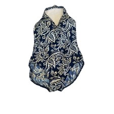 Lands End Women s Sz 12 Blue Floral Halter On...