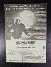 WRONG IS RIGHT (1982)  Vintage Movie Duotone Theatre Flyer / Sean Connery! Rare!