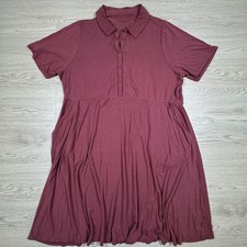 Torrid Women Dress Super Soft Knit Polo Collar Short Sleeve Burgundy Size 2