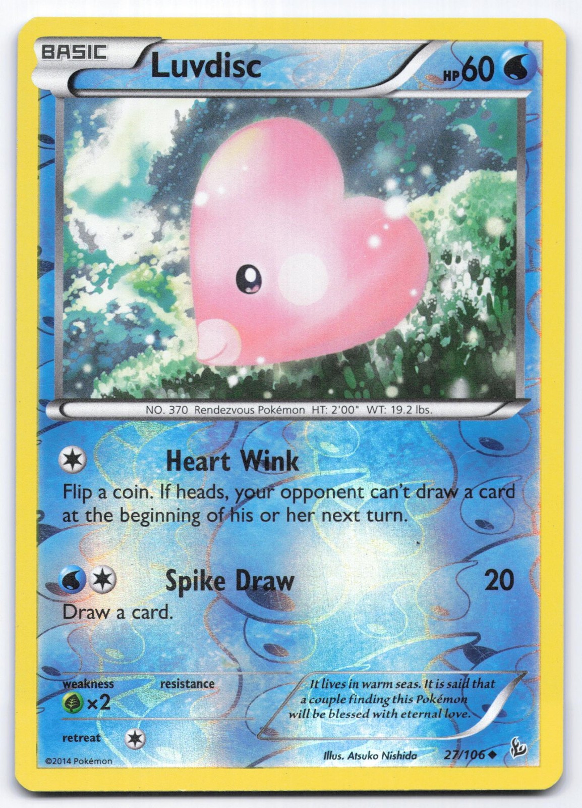Luvdisc 27/106 Flashfire Reverse Holo Uncommon Pokemon Card LP