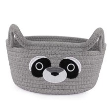 Small Storage Basket for Nursery Storage Basket, Round Woven Rope Raccoon