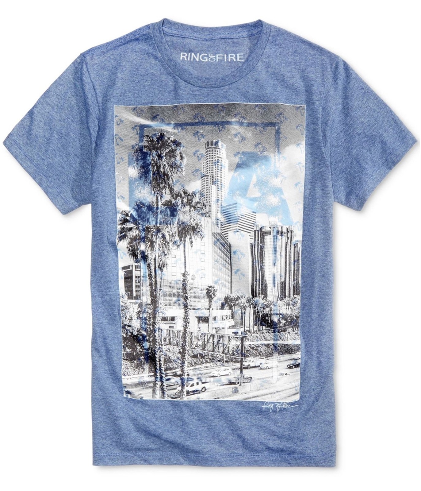 Мужская футболка с прозрачным графическим рисунком Ring Of Fire синяя M 3090₽