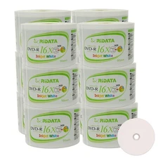 600 Pack Ridata Dvd-r 16x 4.7gb 120 Min White Inkjet Hub Printable Blank Data Vi