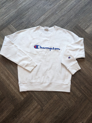 Champion Reverse Weave Sweatshirt Cremeweiß Freizeit Streetwear Herren Medium
