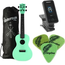 Kala The Waterman Concert Ukulele Essentials Bundle - Sea Foam Green