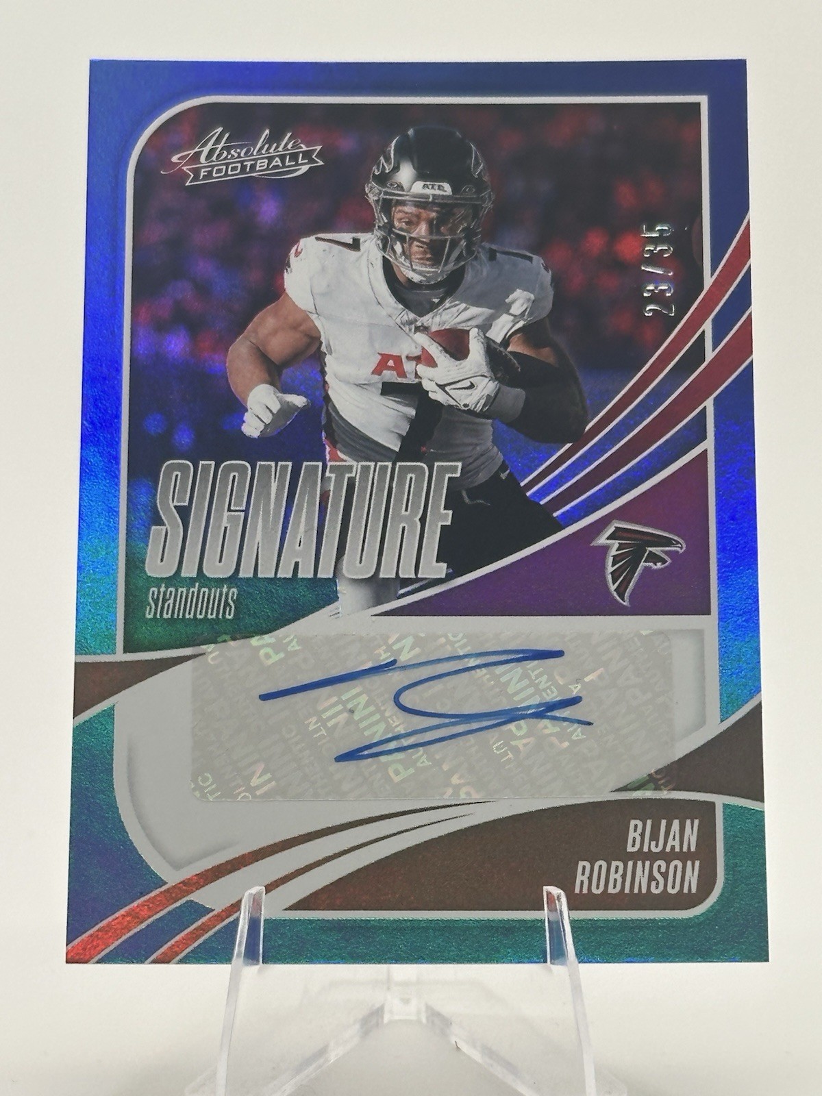 2025 Panini Absolute /35 Bijan Robinson Signature Standouts Blue Auto Falcons