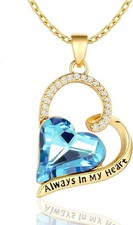 Gold Birthstone Necklace for Women Dainty Heart 12 December-Topaz