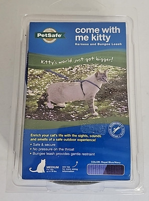 PetSafe Come with Me Kitty Cat Harness & Bungee Leash SZ Medium Royal Blue/Navy
