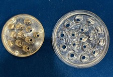 Vintage 16 Hole 11 Hole Flower Frog Heavy Clear Glass Dome 5 3.5 Lot Of 2