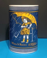 Vtg Morton Salt “When it Rains it Pours” Ceramic Vase Crock Utensil Holder