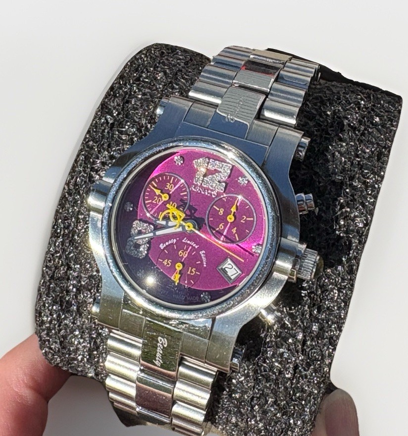 Renato Beauty Chronograph Swiss Movt Black Pink Dial Crystal Women\'s Watch Date Renato Beauty Swiss Chrono Black/Pink Diamond Dial Limited  main image 3