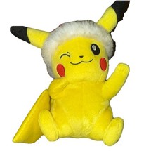 TOMY Pokemon Pikachu Plush With Santa Hat Holiday Christmas 9"