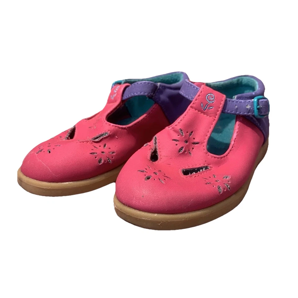 Bebé Niño Niñas Talla 7 Y2K Años 90 Rosa Verde Azulado Maryjane’s Vintage Cuero T Correa Foto 2 de 4