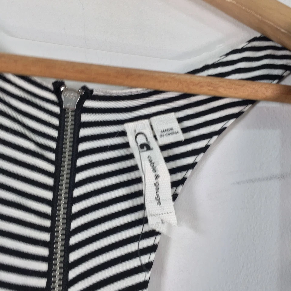 Cable & Gauge Mujer Cami Camiseta sin Mangas Talla L Blanco Negro Rayas Sin Mangas 116430 Foto 4 de 4