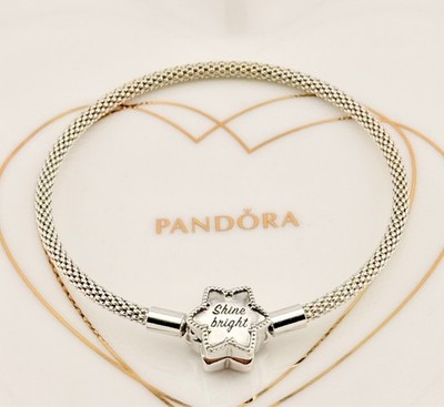 LIMITED EDITION Pandora Moments Shine Bright Snowflake Mesh Armband 598616C01