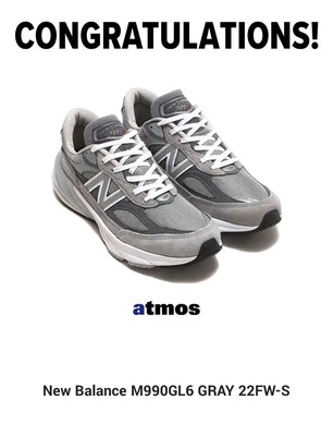 US 9.5 New Balance M990GL6 27.5 cm 990 v6 grey New Balance Atmos 
