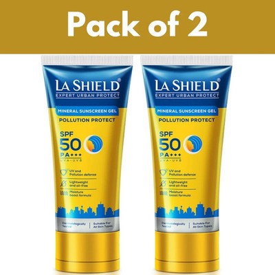La Shield Pollution Protect SPF 50 Mineral Sunscreen Gel PA+++ Oil free 50g