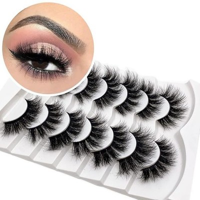 M10 Veleasha 6D Wispy Faux Mink Lashes   7 Pairs   Cat Eye Style 801