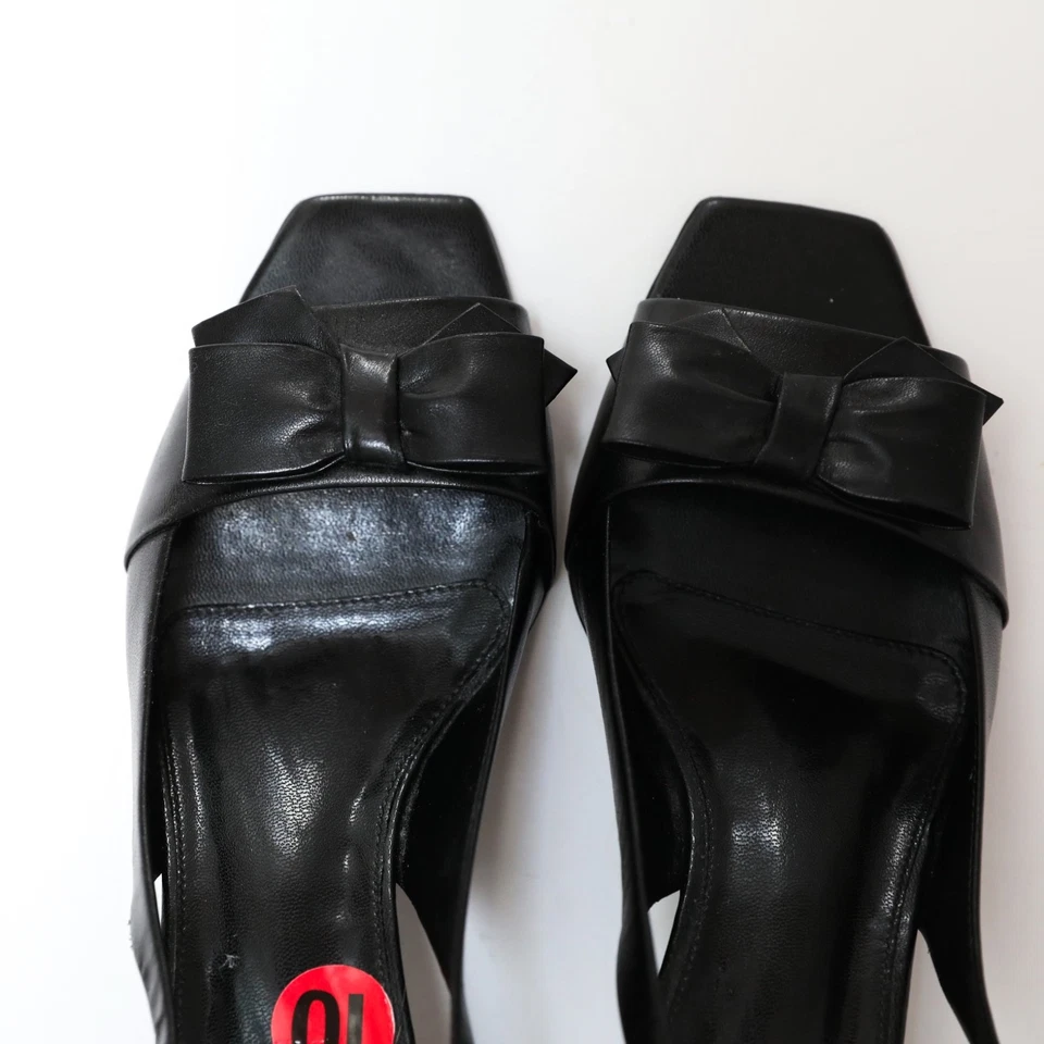 Franco Sarto black block heel bow open toe shoes sandals narrow 10 fits 9.5 - Image 4 of 4