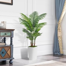 Artificial Palm Tree 5FT - Faux Tropical Areca Floor Plant in Tall White Planter
