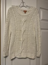 Tommy Bahama Relax Women s Cotton Sweater Cream Size M Bulky Beach