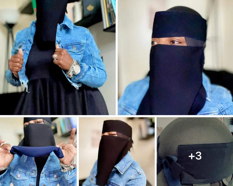Reversible dual shade niqabs (black side other side color) - Image 3 of 4