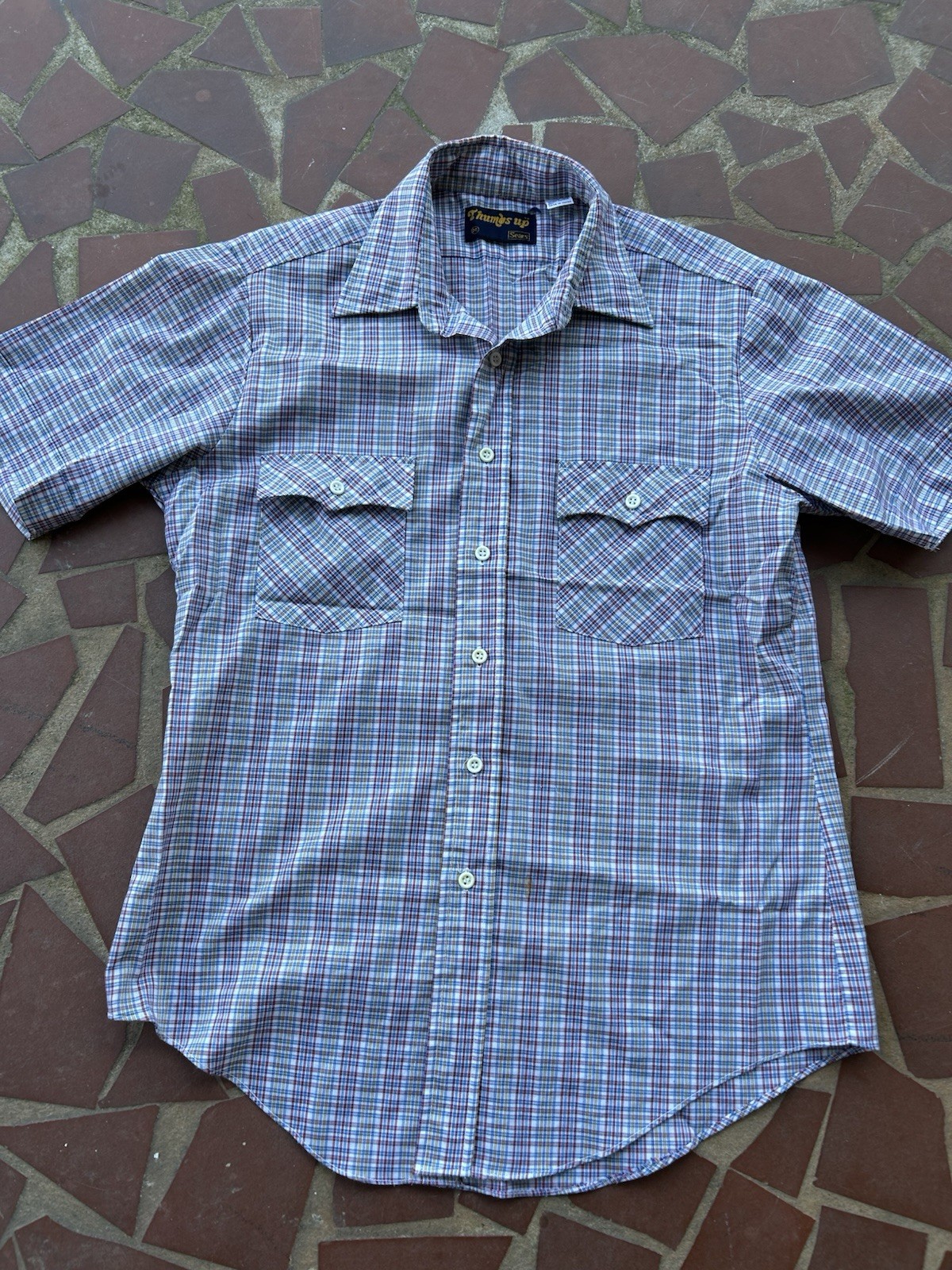 Vintage 70’s Thumbs Up Sears Multi-Color Plaid Button Down Shirt Men's Medium