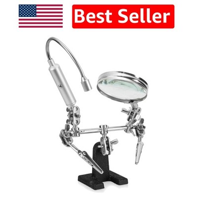 Illuminate Your Projects: Helping Hand Magnifier with 3x Zoom & Alligator Clips