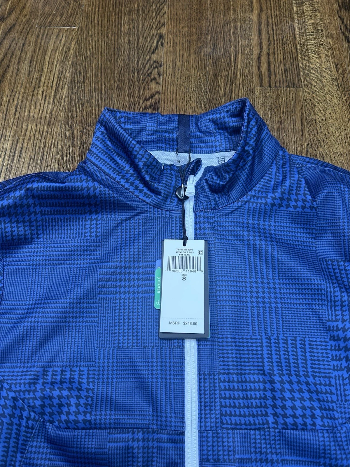 RLX Ralph Lauren Golf Chemise Veste Homme Petit Bleu Plaid Sport Zip Up