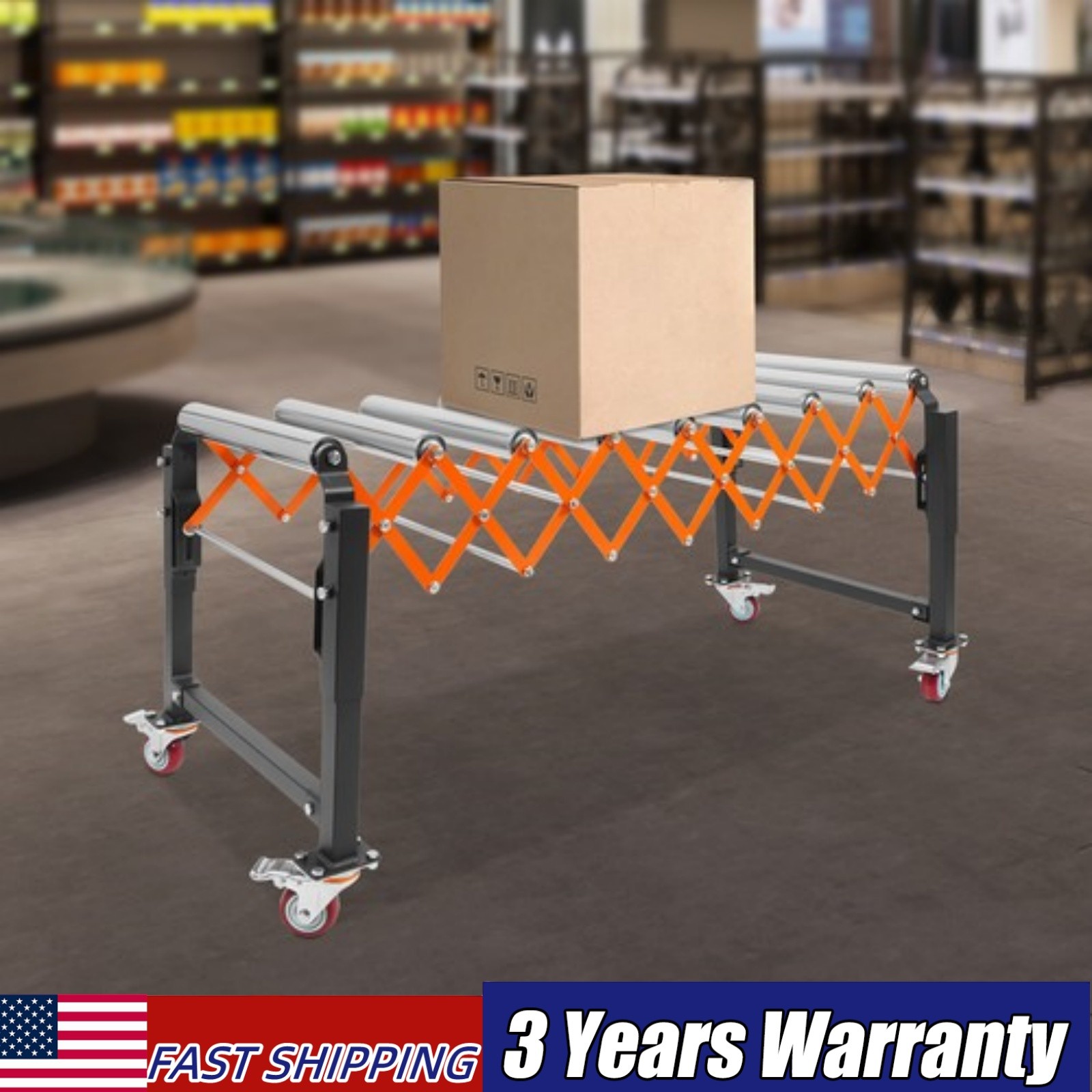 Telescopic Roller Conveyor Table Heavy Duty Industrial Cargo Conveying Rack