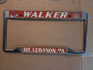 Vintage Walker Pontiac Chrysler Jeep Eagle Mount Lebanon PA License Plate Frame