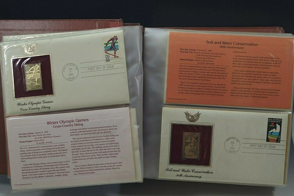 41 GOLDEN REPLICAS STAMPS ISSUES JAN 6 1984/JAN 23 1985 SET 1 DAY COVER 22K GOLD - Image 3 of 4