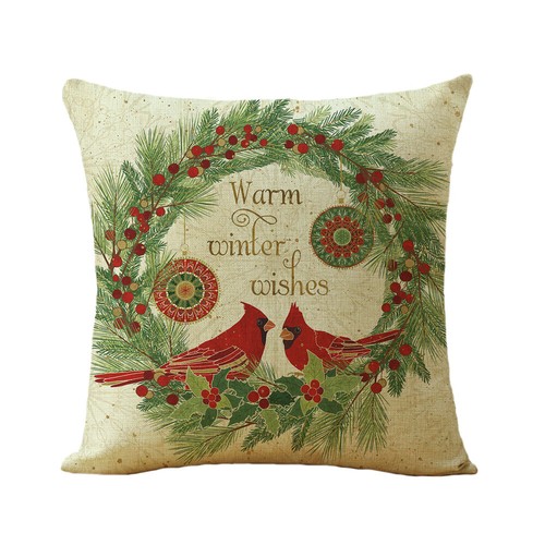 Cardinal Snow Branch Pillow Cover Winter Robin Bird Christmas Holly Cushion Case - Picture 29 of 88
