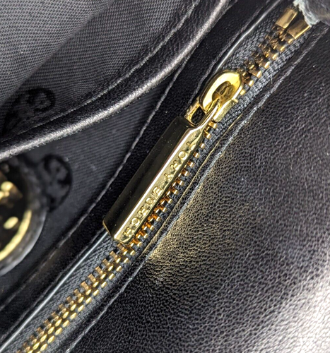 Tory Burch Fleming Quilted Crossbody Bag Chain Bag Black Leather Auth #233 - Picture 24 of 24