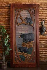 Handmade Bear Screen Door, Cabin Screen Door, Rustic Screen Door, Bear Door