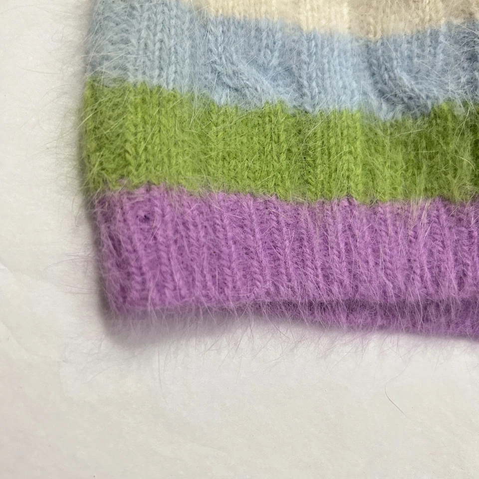 George Angora rabbit Hair wool Beanie Multi Lilac Stripe Girls size 4~5T hat - Image 4 of 4