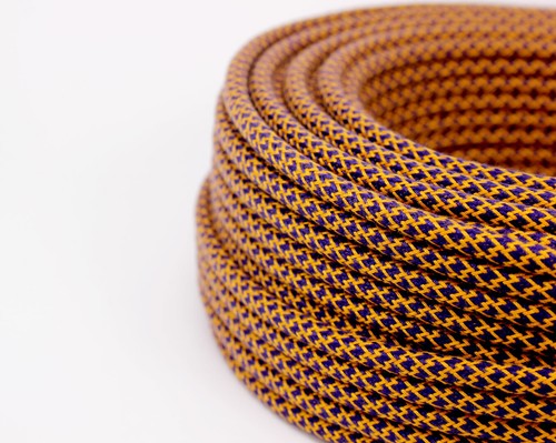 Textilkabel, Q.ZickZack, Abaca, Honiggelb, Dunkel Blau, 3 x 0,75 H03VV-F- 50m - Bild 2 von 2