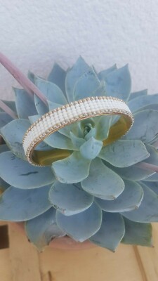 Lot De 6 Bracelets Jonc En Laiton Doré Avec Perles - Marque Amahlé - Neufs Sans Emballage