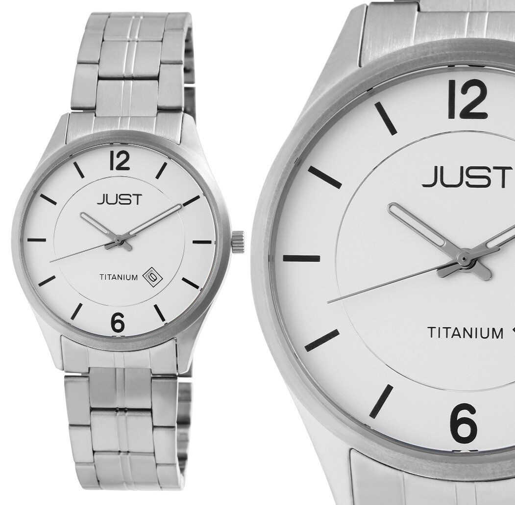 TITAN Herrenuhr Männer Armbanduhr Metall Nickelfrei Silber Datum JUST  JU20188