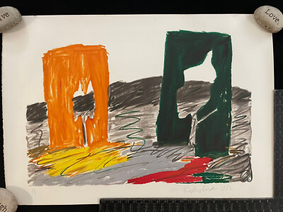 Menashe Kadishman Two Cutout Trees 82  Signed  Artist Proof Lithograph 35  X 24 