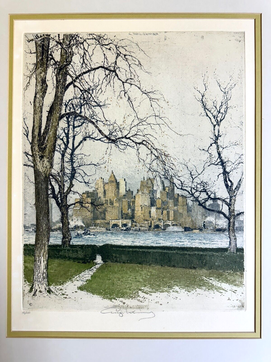 LUIGI KASIMIR Color Etching #46/150 Governor's Island Artist