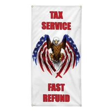 Vertical Vinyl Banner Multiple Sizes Tax Service Fast Refund Business Outdoor