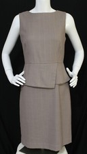 Ann Taylor Dove Gray Taupe Glen Plaid Sleeveless Peplum Dress Size 4