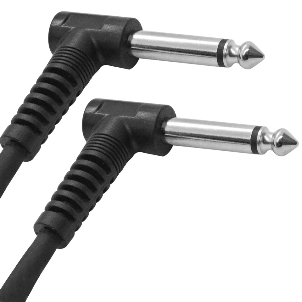3 Pack of 6 Inch Right Angle 1/4" TS Pedal Board Patch Cables PA/DJ Cords - Image 2 of 4