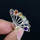 Chakra Gemstone 925 Sterling Silver Split Shank Ring Jewerly For Women HR-405